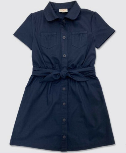 Cat & Jack Girl's Navy Blue Short Sleeve Uniform Safari Dress ~ Size 10