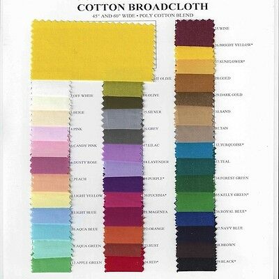 Cotton Polyester Blend Broadcloth Fabric Apparel 45" Inches Solid-10 Yard Bolt